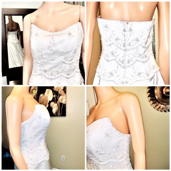 ANJOLIQUE Satin & Lace Bustier Bridal Gown - NWOT - Picture 6 of 8